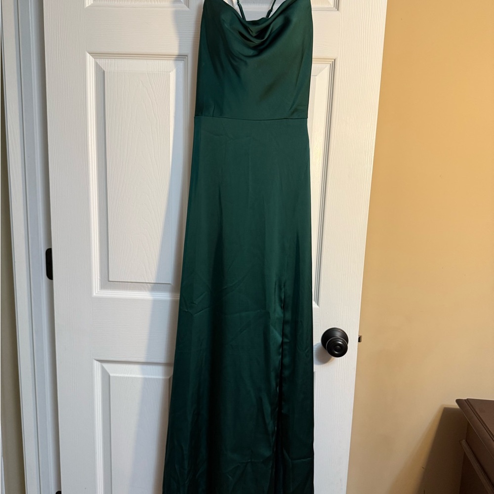 Green Sleeveless Cowl Neck Maxi Gown